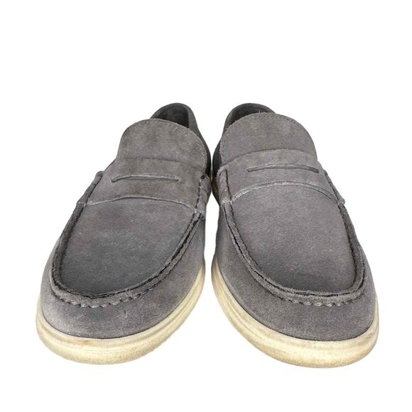 Johnston & Murphy Men\'s Penny Loafers 8.5 Boat Shoes Slip On Casual Suede Grey